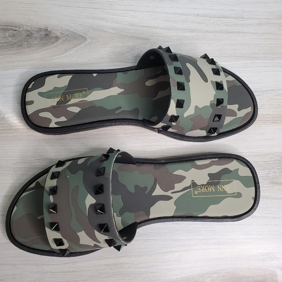 New! Olive Green Stud Slides - Picture 4 of 4